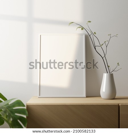 Photo Frame or canvas in portrait blank white mockup that you can use to showcase your art or photo