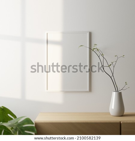 Photo Frame or canvas in portrait blank white mockup that you can use to showcase your art or photo