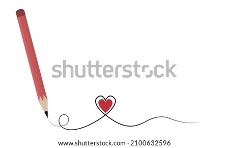 Heart icon drawn with a pencil. Greeting letter card, Happy Valentine's Day, new school year concepts. editable vector.
