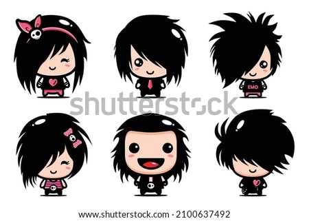 Cute emo vector character design Royalty-Free Stock Photo #2100637492