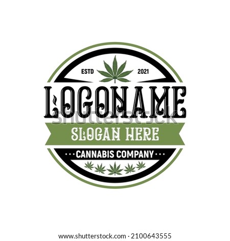 Cannabis Vintage Logo Design Template Inspiration, Vector Illustration.