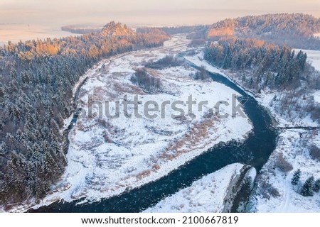 Przelom Bialki Nature Reserve near Zakopane in Poland at Winter Sunrise.