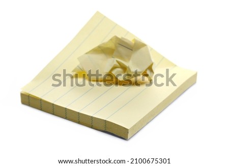 Yellow blank note paper reminder isolated on white 