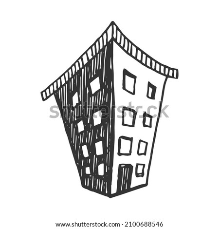 Black and white illustration of a building