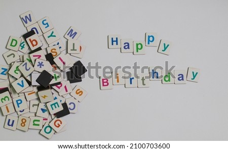 happy birthday greetings, “happy birthday” alphabet magnetic