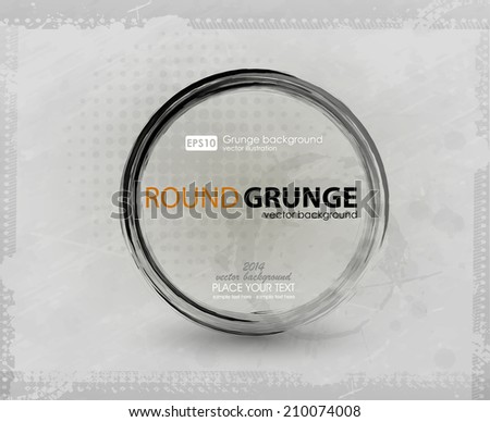 Vector ink grunge circle frame. Brush stroke circle texture for buttons. Vector illustration.