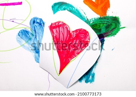 hearts for Valentine's day, children's drawing