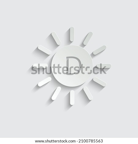 paper vitamin D icon vector. sun icon