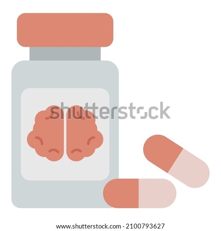 jar pills for brain flat clipart vector illustration