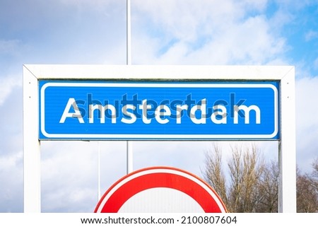 Place name sign of the city of Amsterdam, The Netherlands 