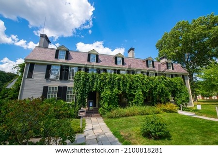 Old House at Peacefield is a historic home of Adams family including US presidents John Adams and John Quincy Adams at 135 Adams Street in city of Quincy, Massachusetts MA, USA.  Royalty-Free Stock Photo #2100818281