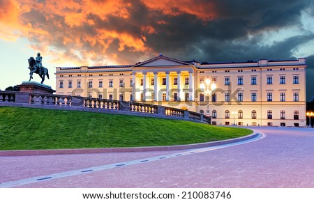 Royal palace in Oslo, Norway Royalty-Free Stock Photo #210083746