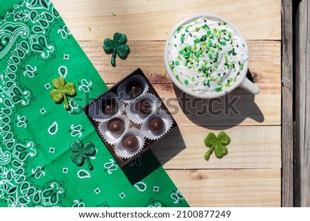 Assorted Saint Patricks Day Pastries And Latte