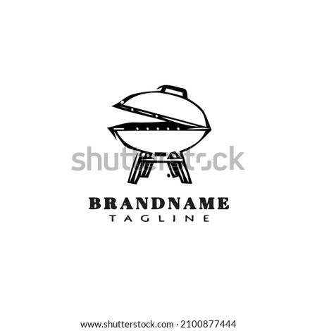 barbecue grill cartoon logo icon design template modern black vector