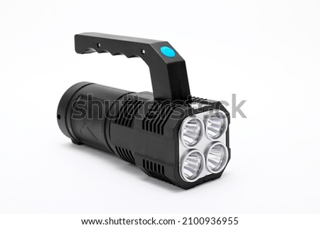 electric torch flashlight on white background