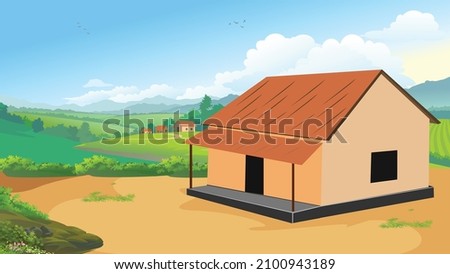 indian villege house with nature backround Royalty-Free Stock Photo #2100943189