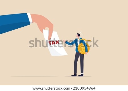 Crypto currency tax, government make crypto investor to pay tax for capital gain or profit concept, businessman investor holding bitcoin surprised by government hand issue tax bill. Royalty-Free Stock Photo #2100954964