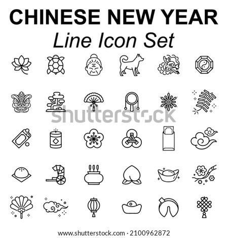 Chinese new year outline icon set