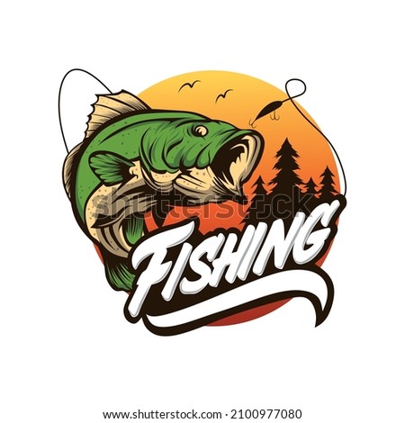 Fishing logo design template illustration . Sport fishing Logo.