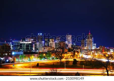 Downtown Denver, Colorado at the night time