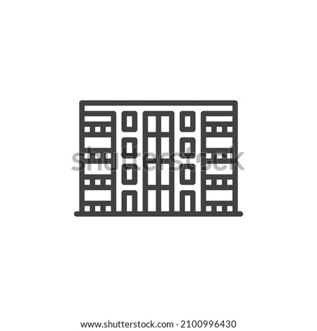 Condominium building line icon. linear style sign for mobile concept and web design. Property complex outline vector icon. Symbol, logo illustration. Vector graphics Royalty-Free Stock Photo #2100996430