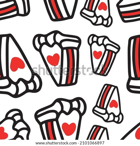 Seamless pattern with Cupcakes with hearts. Vector illustration. Design for Valentines Day