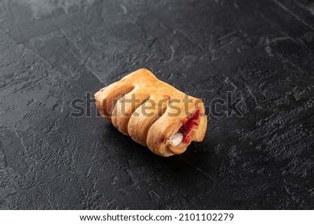 Healthy food concept. Homemade organic energy cookies on black slate stone background with copy space