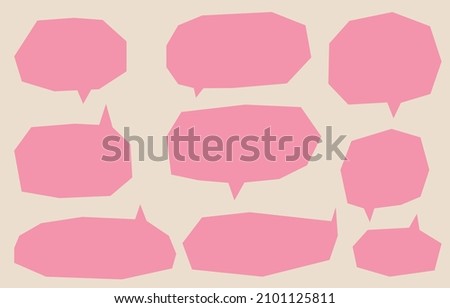 Set valentines day speech bubbles on a brown background, pink sweet vector speaking or talk bubble