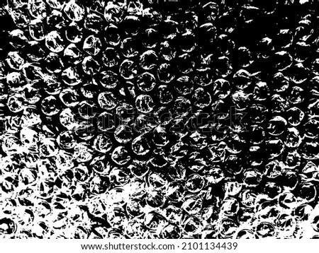 White and black Bubble plastic grunge background. Packaging material. Abstract urban vector wallpaper. Dirty bubble wrap print. Overlay for modern trendy illustration and collage.