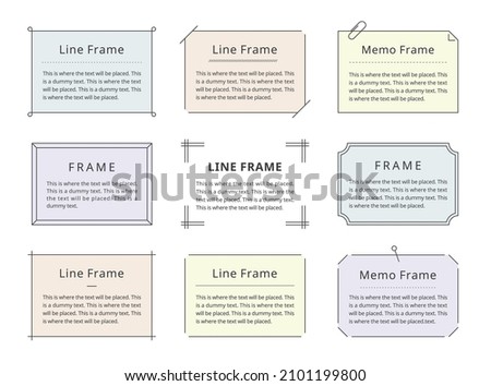 Illustration set of simple frames. Text background Heading Message (line drawing, colorful, pastel version)