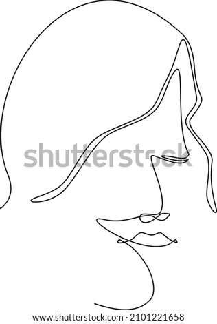 
Abstract face continuously one line drawing. minimalist style. Human portrait. 