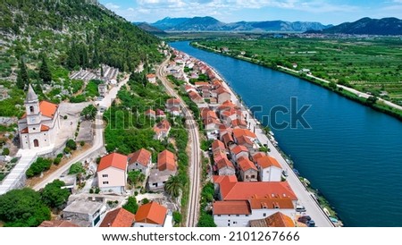 A view of the irrigated agricultural orchards and fields in the delta of the river Neretva in Opuzen, Croatia.