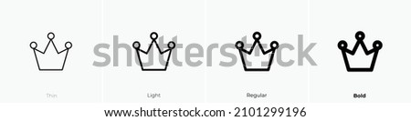 crown three icon. Thin, Light Regular And Bold style design isolated on white background