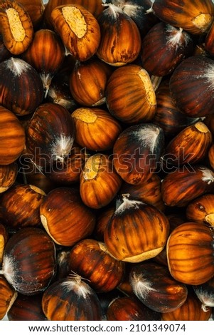 a pile of sweet chestnuts