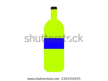 2D Green Bottle with Blue Label