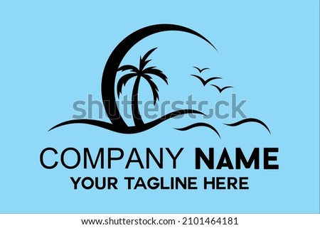 coconut tree silhouette on the beach