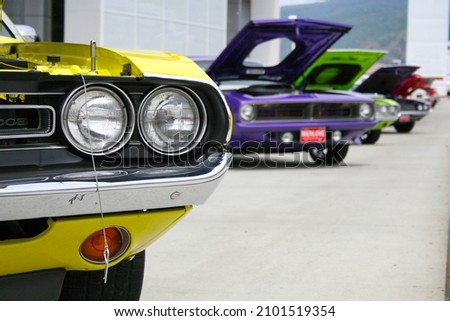 Old Classic Cars at a Car Show Royalty-Free Stock Photo #2101519354