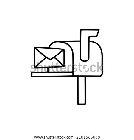 Mailbox Icon  in black line style icon, style isolated on white background