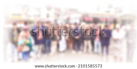 Blur Matte painting of indian crowd standing in row for vfx and move post production projects, This image has been deliberately blurred and out of focus
