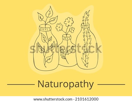 Hand drawn outline vector 
pharmacy herbs image.Naturopathic medicine. Vintage silhouette isolated 
medicinal plants.Eps horizontal print 
for label, poster, banner, packaging. Royalty-Free Stock Photo #2101612000