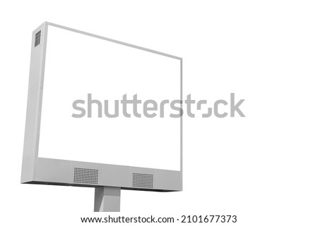 Billboard mock up isolated on white background. Template of an empty information billboard banner placeholder and poster with clipping path.