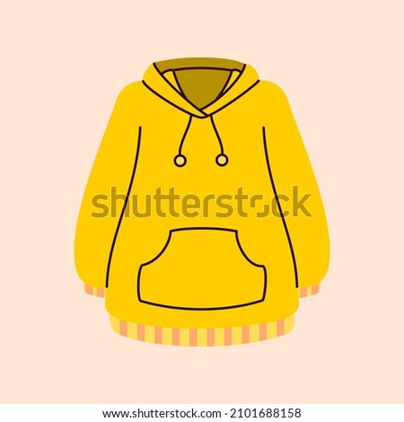 Cute yellow hoodie. Vector illustration. Flat illustration