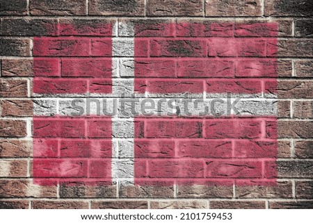 Denmark flag painted on brick wall background