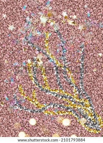 Pink gold and silver glitter picture