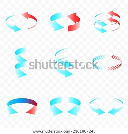 3D rotating red blue arrows showing heat and cold. Set of vector arrow showing air flow circulation. Infographic design element. Royalty-Free Stock Photo #2101807243