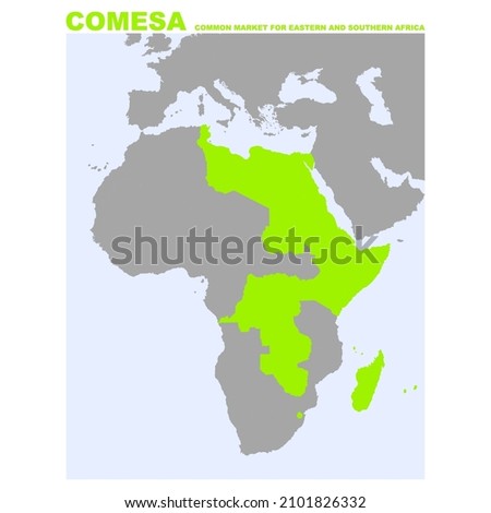 vector map with location of the Common Market for Eastern and Southern Africa for your project