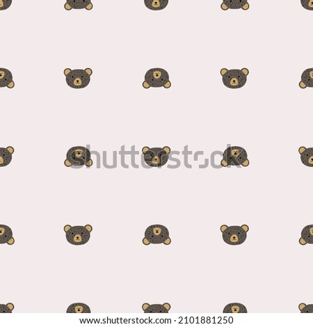Bear pattern seamless in freehand style. Head animals on colorful background. Vector illustration for textile prints, fabric, banners, backdrops and wallpapers.