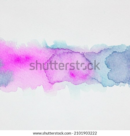 Watercolor abstract pink ink flower on white background. High resolution watercolor ink texture, background. Pink, purple, drops. Blank space for text, design. 