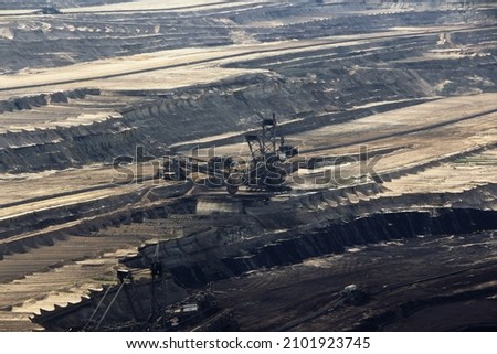 View into the Hambach opencast lignite mine in the Rhenish lignite mining area near Kerpen Royalty-Free Stock Photo #2101923745