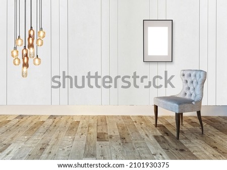 empty living room interior decoration wooden floor, stone wall concept. decorative background for home, office and hotel. 3D illustration